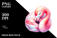 Cute Baby Flamingo Sleeping on the Moon PNG Product Image 2