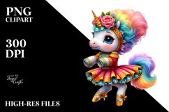 Colorful Baby Unicorn in Mazurka Dancer&#039;s Costume PNG Product Image 3