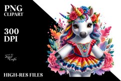 Colorful Baby Unicorn in Mazurka Dancer&#039;s Costume PNG Product Image 3