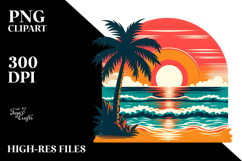Retro Tropical Beach Sunset 20 oz Tumbler PNG Product Image 2