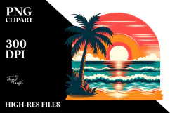 Retro Tropical Beach Sunset 20 oz Tumbler PNG Product Image 2