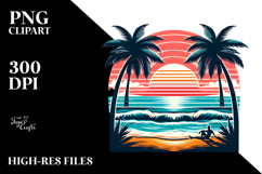 Retro Tropical Beach Sunset 20 oz Tumbler PNG Product Image 2