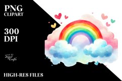 Simple Washed Watercolor Clouds with Rainbow Product Image 2