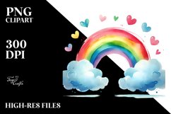 Simple Washed Watercolor Clouds with Rainbow Product Image 2