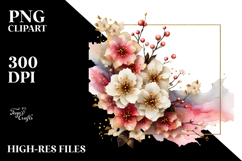 Abstract Cherry Blossom Golden Insertions PNG Product Image 2