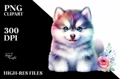 Colorful Siberian Husky Watercolor Product Image 1