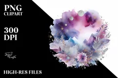 Colorful Purple Watercolor Background with Silver Foil Product Image 3