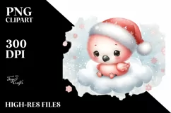 Cute Baby Macaw with Santa Hat PNG Product Image 3