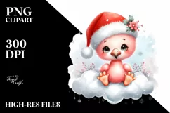 Santa Flamingo on Cloud PNG Product Image 3