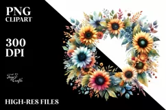 Colorfull Sunflower Wreath Abstract Clipart Product Image 3