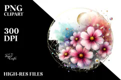 Cosmos with Watercolor Splash PNG Product Image 2