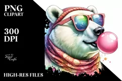 Colorful Quirky Polar Bear Artistic Image | Clipart Product Image 1