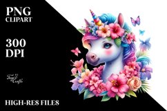 Colorful Baby Unicorn with Lei PNG Product Image 3