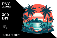 Retro Tropical Island Sunset PNG Product Image 2