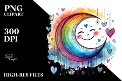 Smiling Half Moon with Hearts PNG Product Image 2