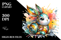 Colorful Bunny Made of with Golden Insertions, PNG Product Image 2