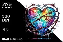 Heart with Barbwire Watercolor PNG Product Image 2