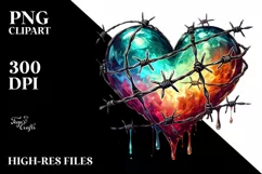 Heart with Barbwire Watercolor PNG Product Image 2