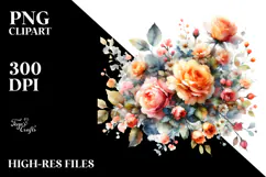 Small Orange Roses Watercolor PNG Product Image 2