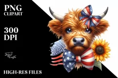 Highland Cow Portrait Wearing Bow | Clipart Product Image 3
