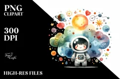 Colorful Astronaut Boy Watercolor Clipart Product Image 3