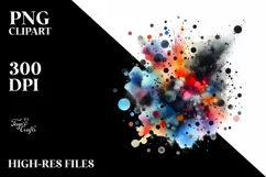 Colorful Black Watercolor Particles | Sublimation | Clipart Product Image 3