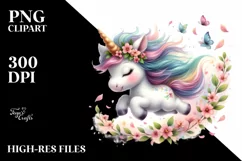 Cute Baby Unicorn Tumbling with Spring Petals | Sublimation Product Image 3