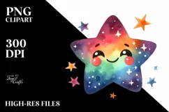 Very Simple Colorful Smiling Star PNG Product Image 2