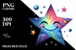 Very Simple Colorful Smiling Star PNG Product Image 2