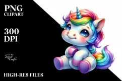 cute Baby Unicorn Sitting Funny PNG Product Image 1