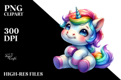 Cute Baby Unicorn Drawing, Vivid PNG Product Image 2