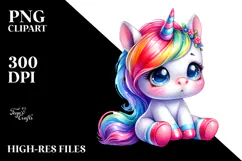 Cute Baby Unicorn Drawing, Vivid PNG Product Image 2