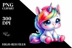 cute Baby Unicorn Sitting Funny PNG Product Image 3