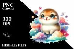 Cute Baby Lemming with Stars and Clouds | Sublimation | Product Image 3