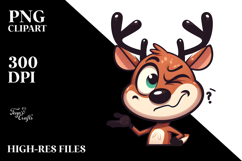 Goofy Cartoon Deer with Winking Eye PNG Product Image 2