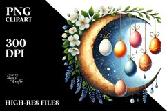 Cloud with Half Moon and Eggs PNG Product Image 2