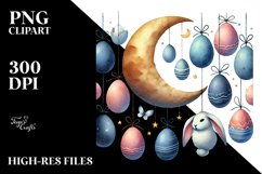 Cloud with Half Moon and Eggs PNG Product Image 2