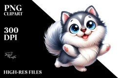 Happy Cartoon Siberian Husky PNG Product Image 2