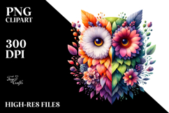 Vibrant Watercolor Owl, 20 oz Tumbler PNG Product Image 2