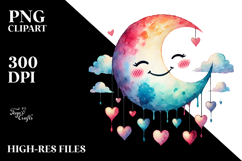 Smiling Moon with Hearts PNG Product Image 2