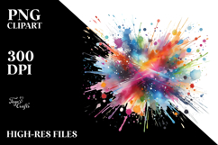 Colorful Brushstroke Splatter Watercolor PNG Product Image 2