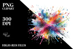 Colorful Brushstroke Splatter Watercolor PNG Product Image 2