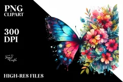 Vibrant Watercolor Butterfly Clipart Product Image 3