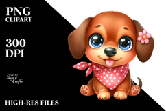 Happy Baby Dachshund Cartoon PNG Product Image 2