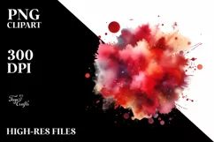 Colorful Redish Watercolor Splash with Stains Product Image 3