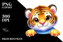 Colorful Baby Tiger Smiling Watercolor | Sublimation | Product Image 3