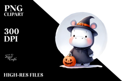 Cute Hippo Halloween Image PNG Product Image 2
