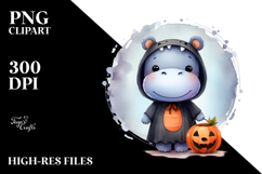 Cute Hippo Halloween Image PNG Product Image 2