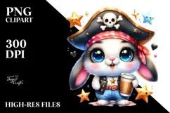 Cute Baby Bunny with Pirate Hat PNG Product Image 2