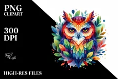 Abstract Vibrant Owl PNG Product Image 3